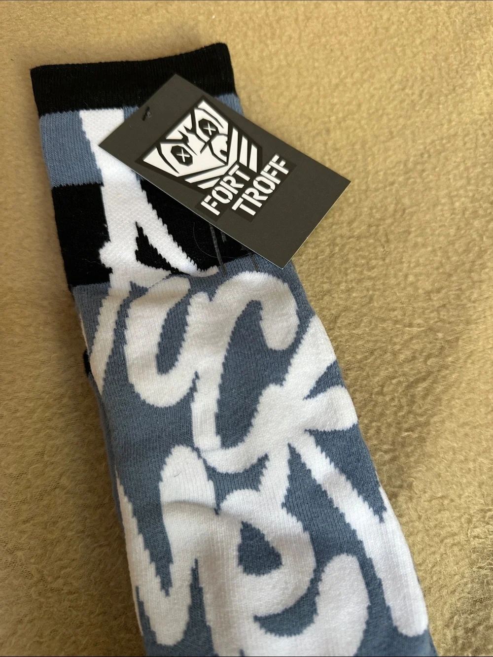 Fort Troff F*** Me Light Blue and Black Graphic Socks